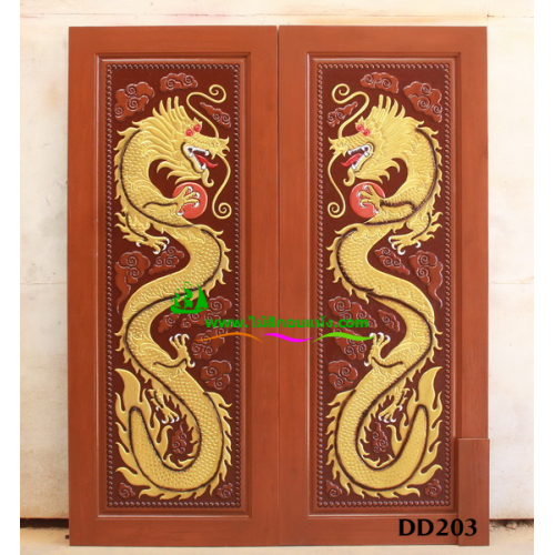 ประตูไม้สักบานคู่ รหัส DD203
